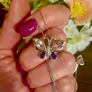*SOLD* Sterling Amethyst Butterfly Necklace 🌻